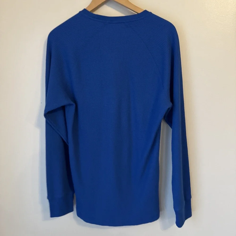 Sun + Stone Men's Thermal Waffle Knit Shirt Size L Base Layer Blue Preppy Lounge